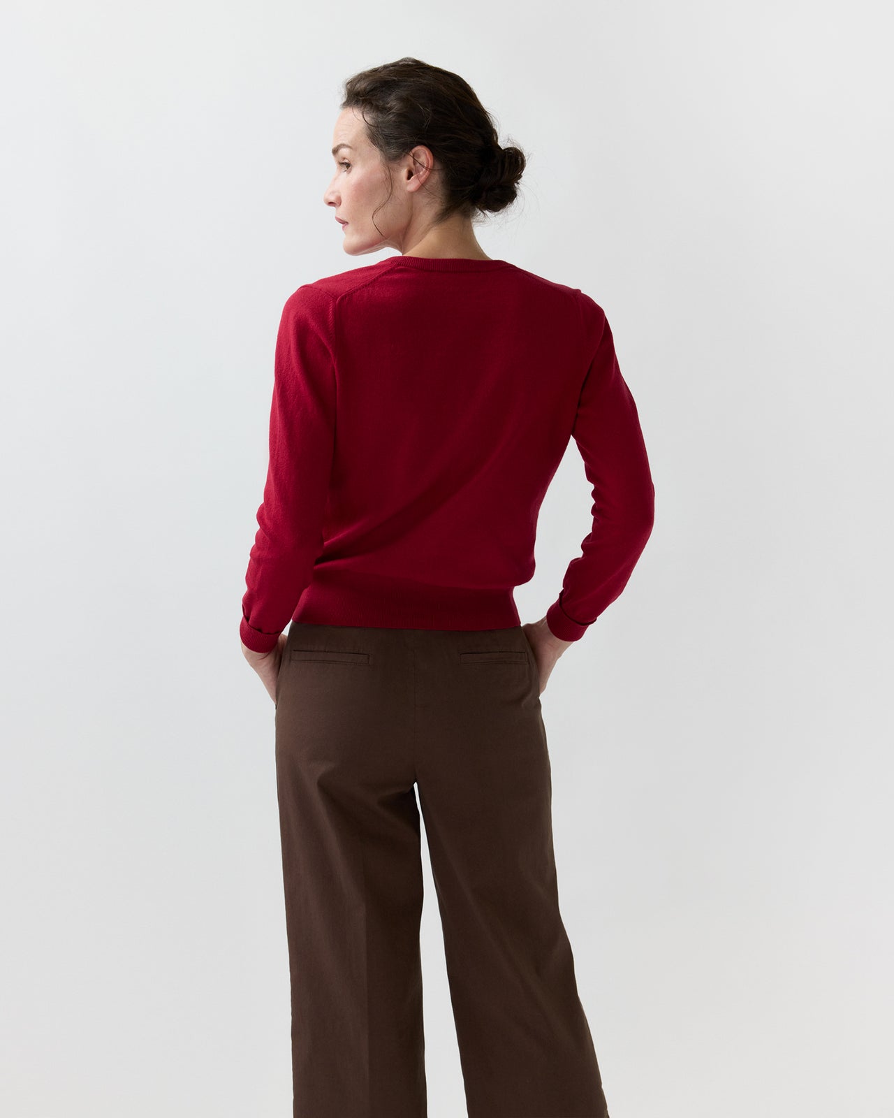 Rosie Cardigan in Deep Red Cotton/Cashmere