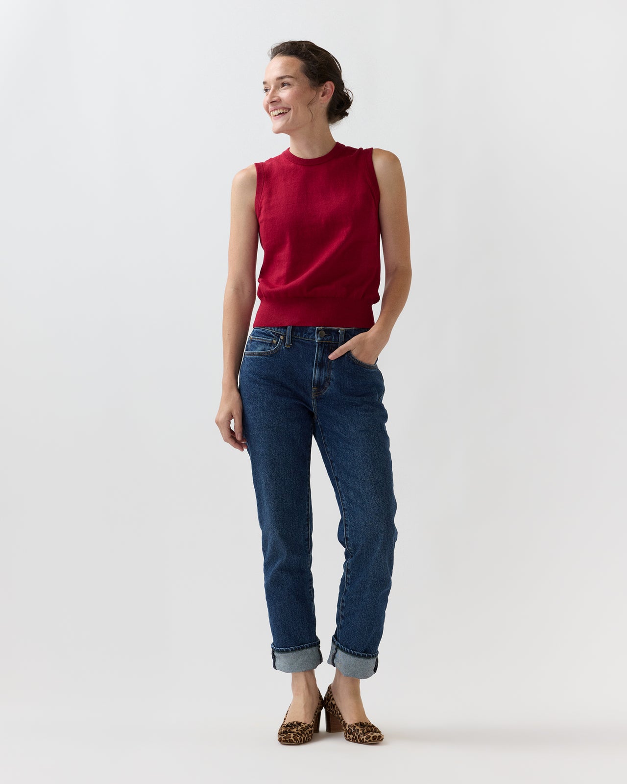 Rosie Shell in Deep Red Cotton/Cashmere