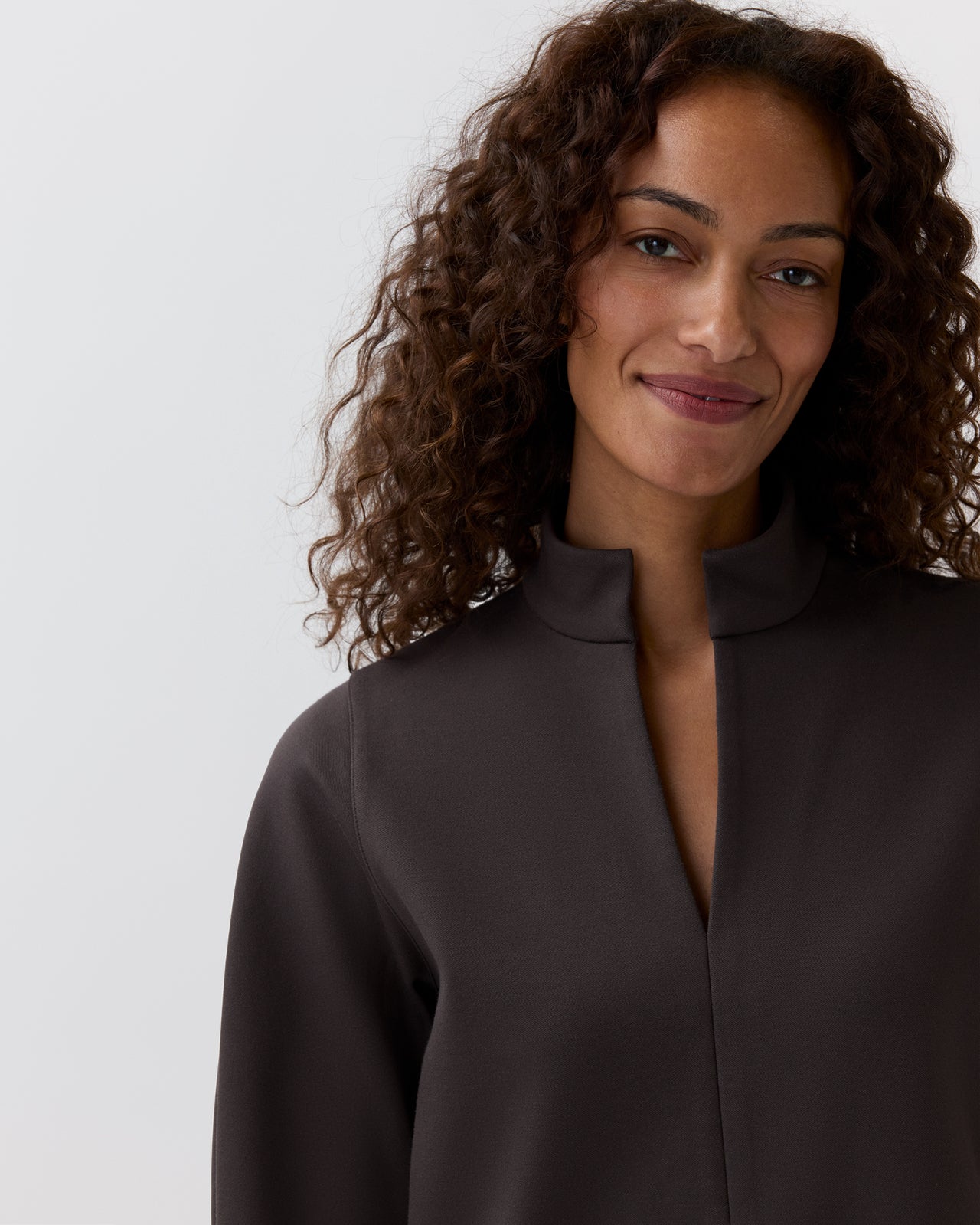 Violetta Tunic in Coffee Bi-Stretch Tricotine
