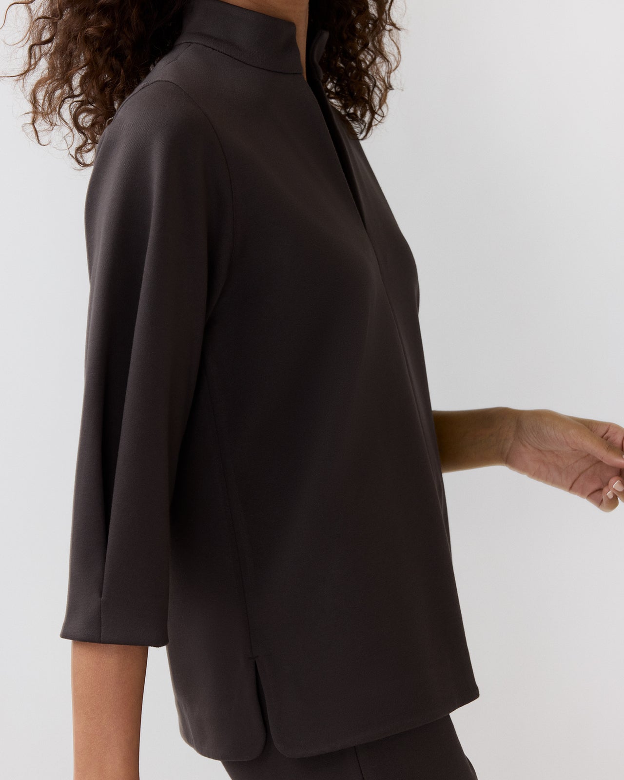 Violetta Tunic in Coffee Bi-Stretch Tricotine