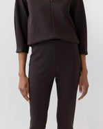Load image into Gallery viewer, Faye Flare Cropped Pant in Coffee Bi-Stretch Tricotine
