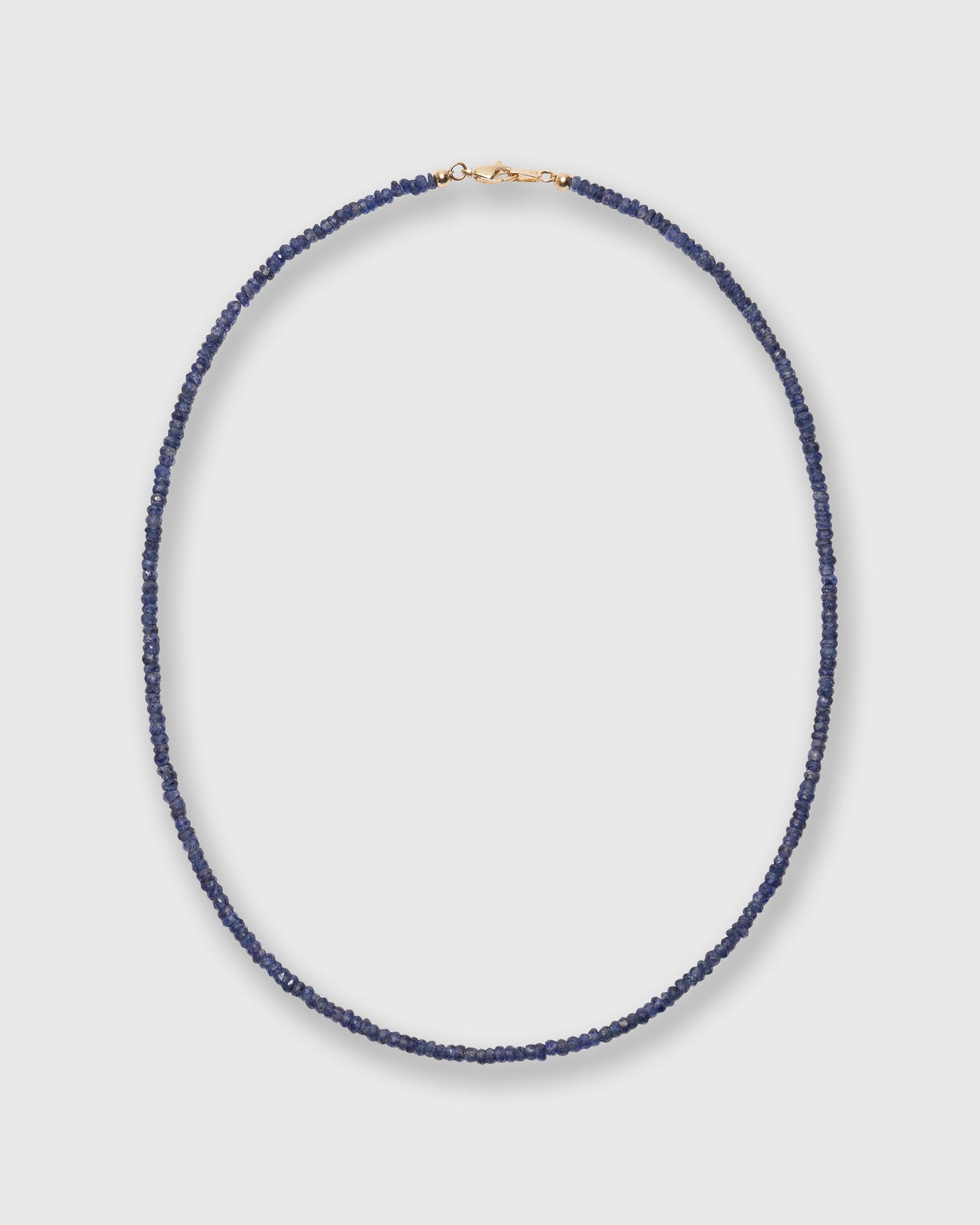 Tiny Beaded 14K Gold Necklace in Blue Sapphire