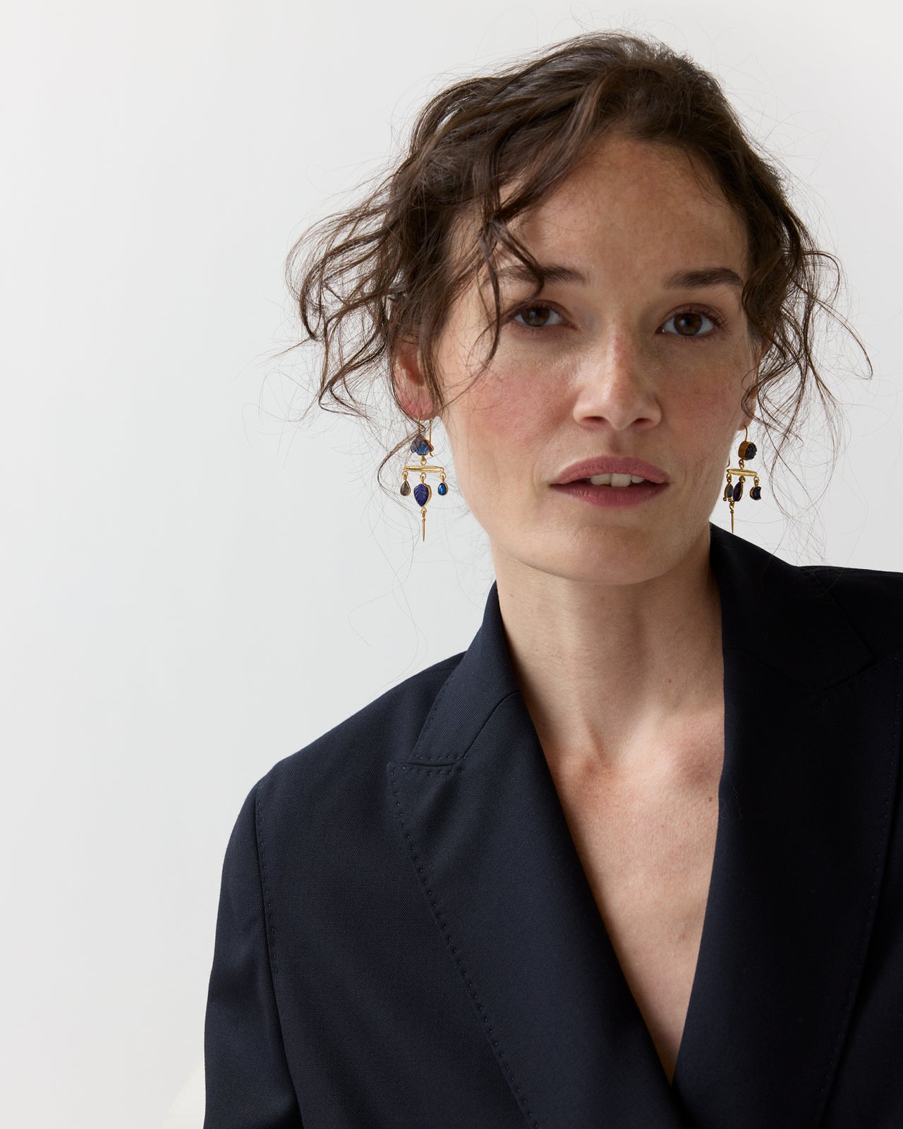 Victorian Pin Drop Earrings in Blue
