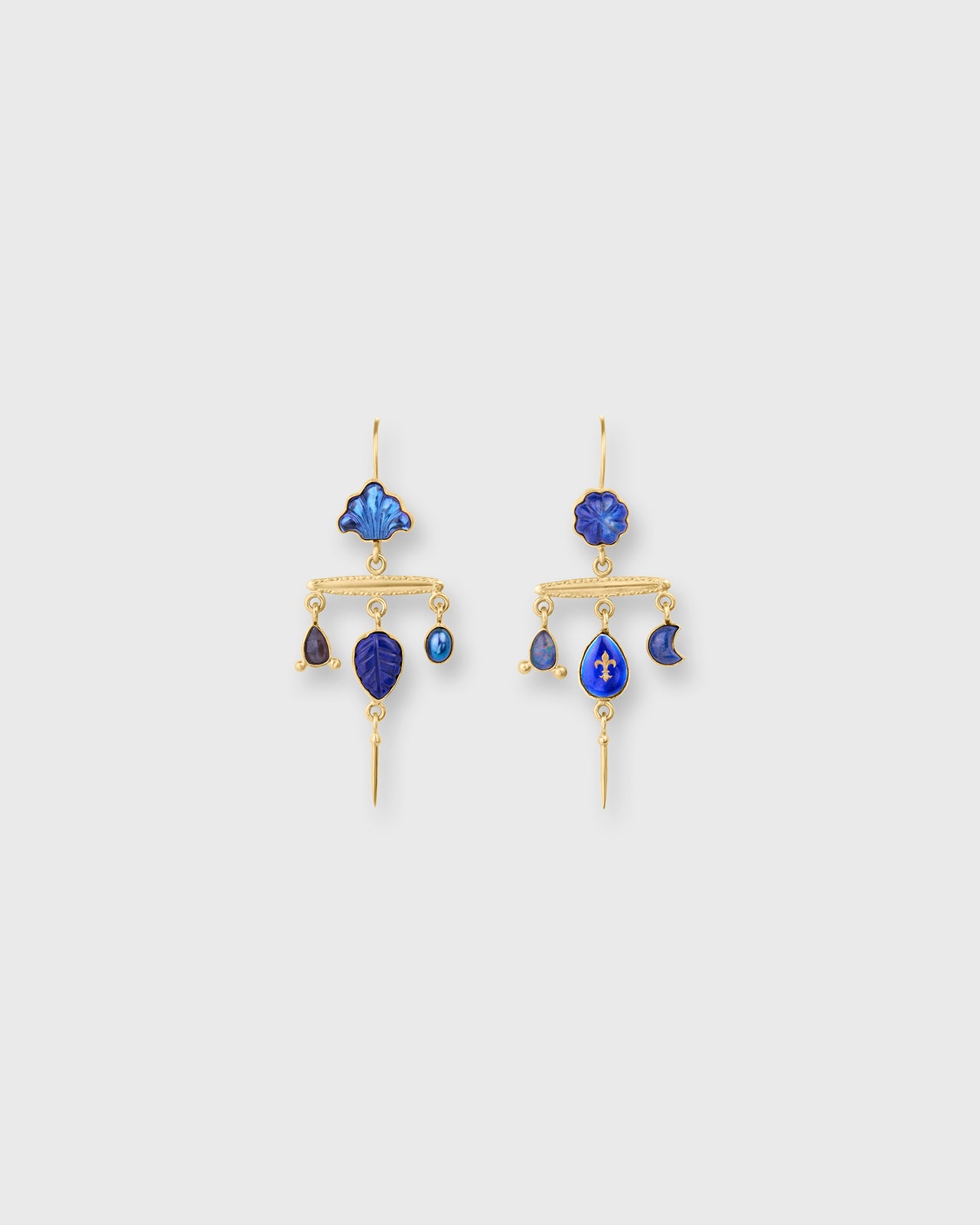 Victorian Pin Drop Earrings in Blue