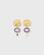 Load image into Gallery viewer, Shell &amp; Cameo Earrings in Gold/Pearl

