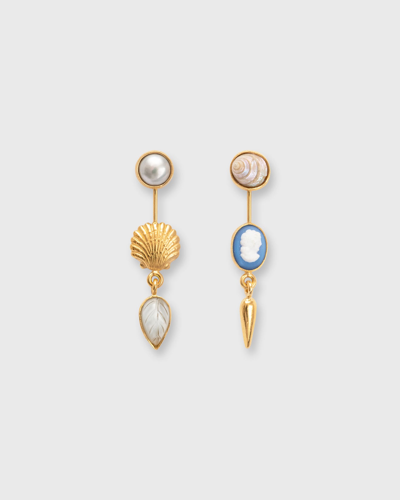 Double Detachable Earrings With Victorian Drop in Pearl