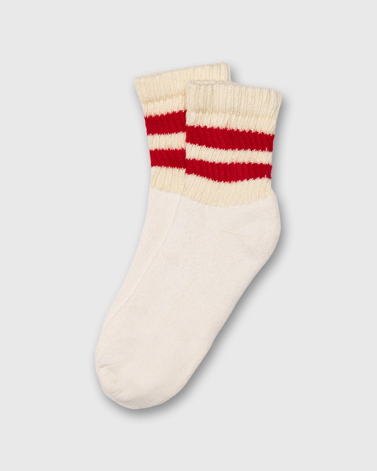 Retro Mono Stripe Quarter Crew Socks in Red