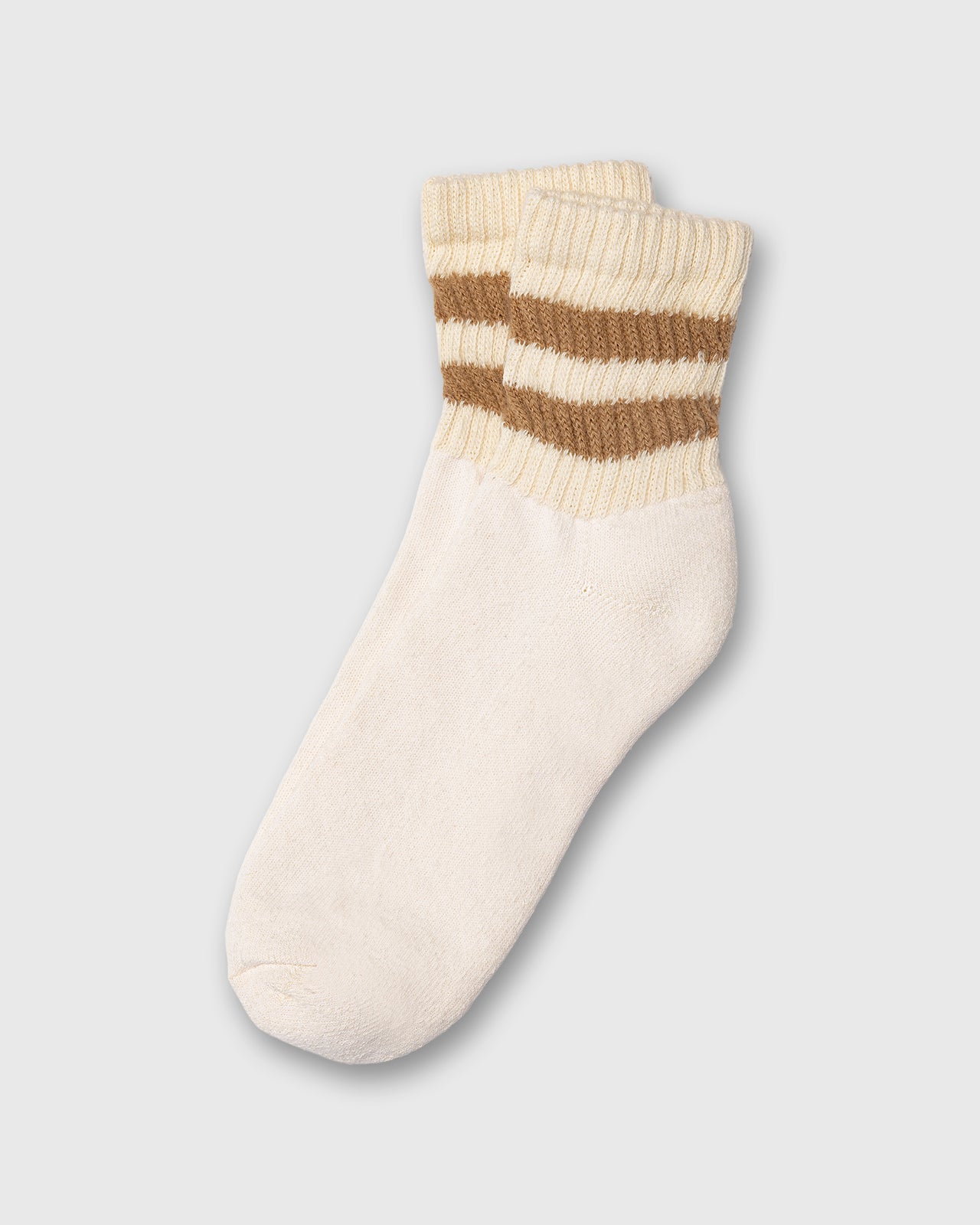 Retro Mono Stripe Quarter Crew Socks in Acorn