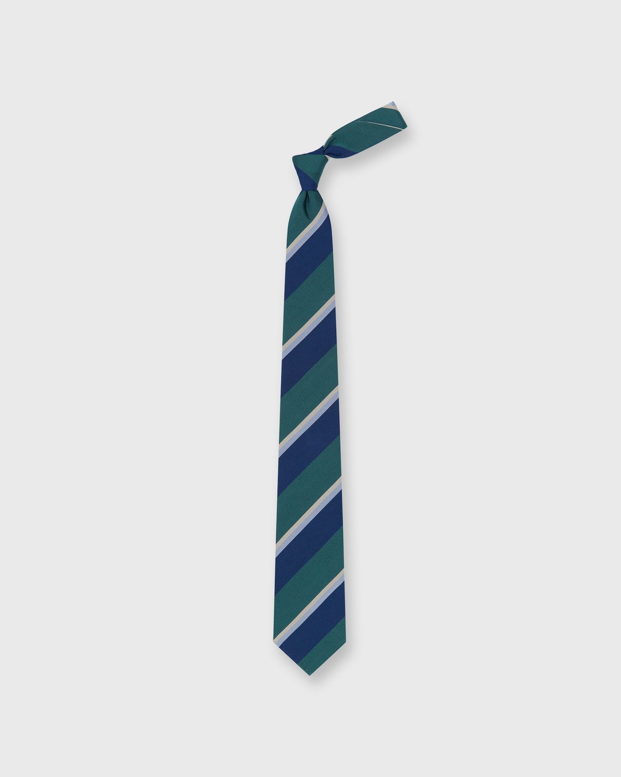 Silk Woven Tie in Navy/Sky/River Multi Stripe