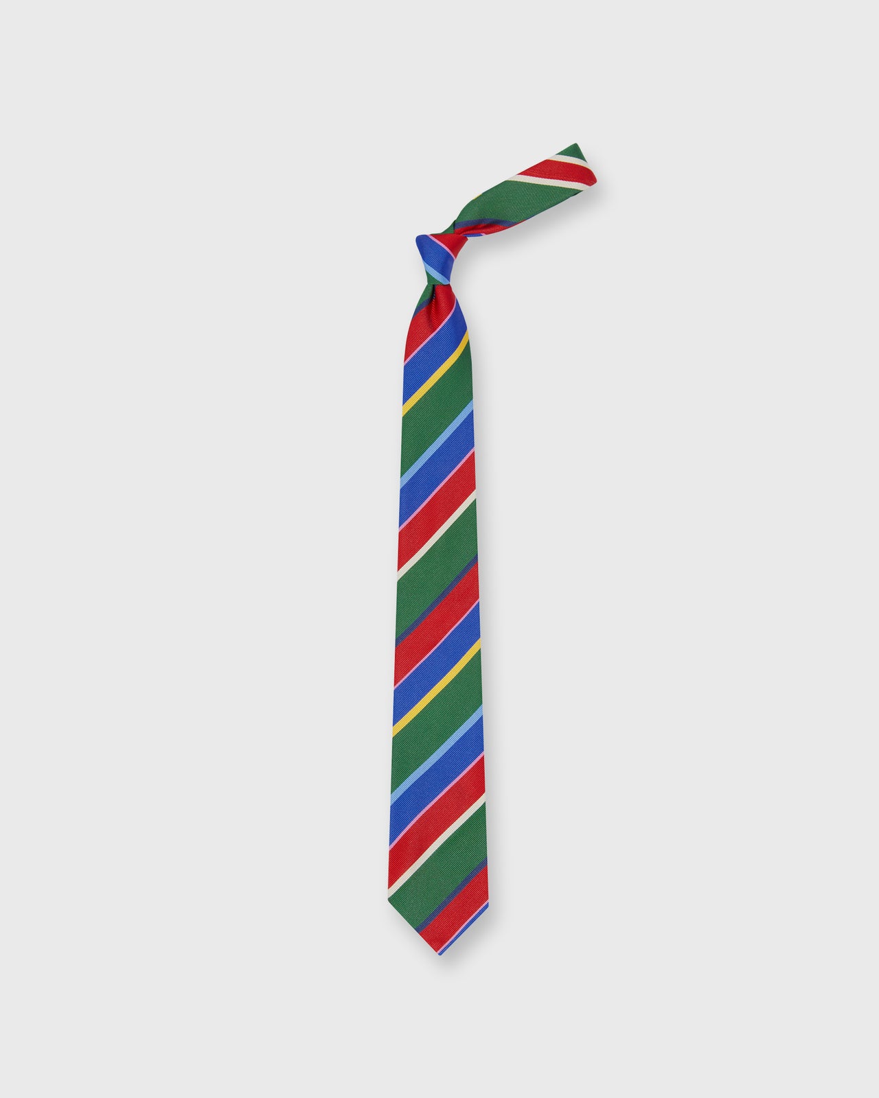 Silk Woven Tie in Green/Blue/Red Bold Multi Stripe