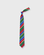 Load image into Gallery viewer, Silk Woven Tie in Green/Blue/Red Bold Multi Stripe
