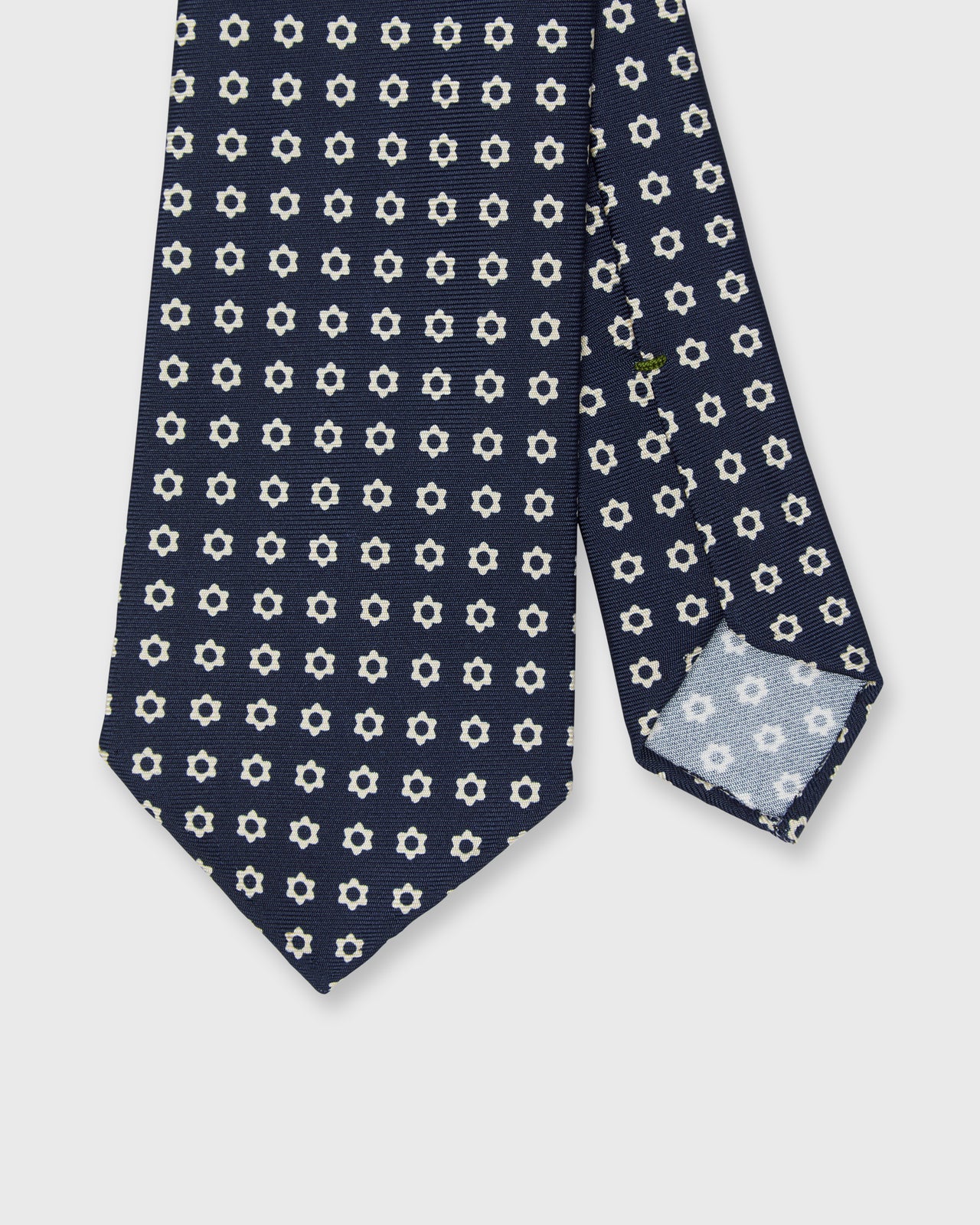 Silk Print Tie in Navy/Bone Flower