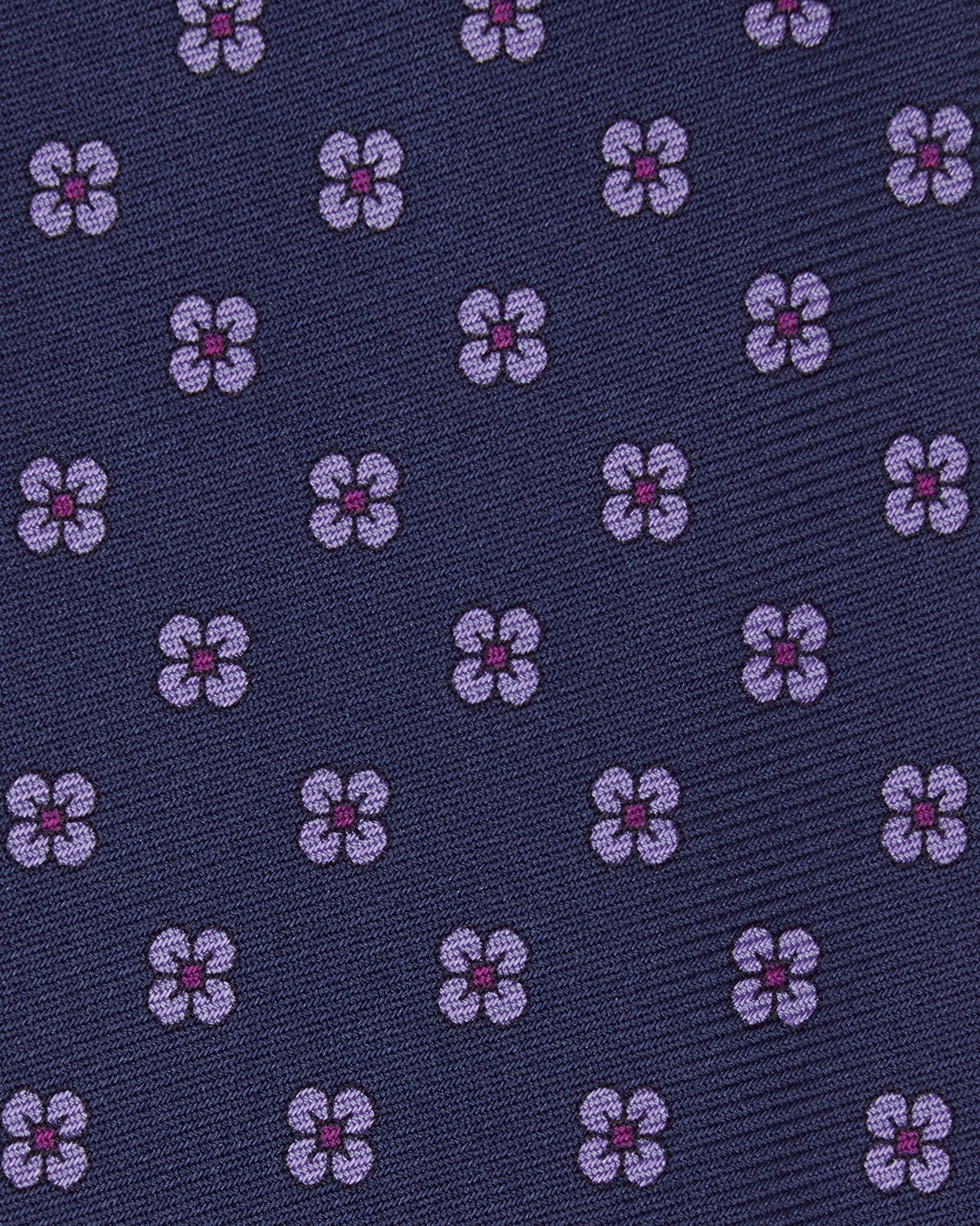 Silk Print Tie in Navy/Hyacinth Flower