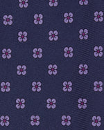 Load image into Gallery viewer, Silk Print Tie in Navy/Hyacinth Flower
