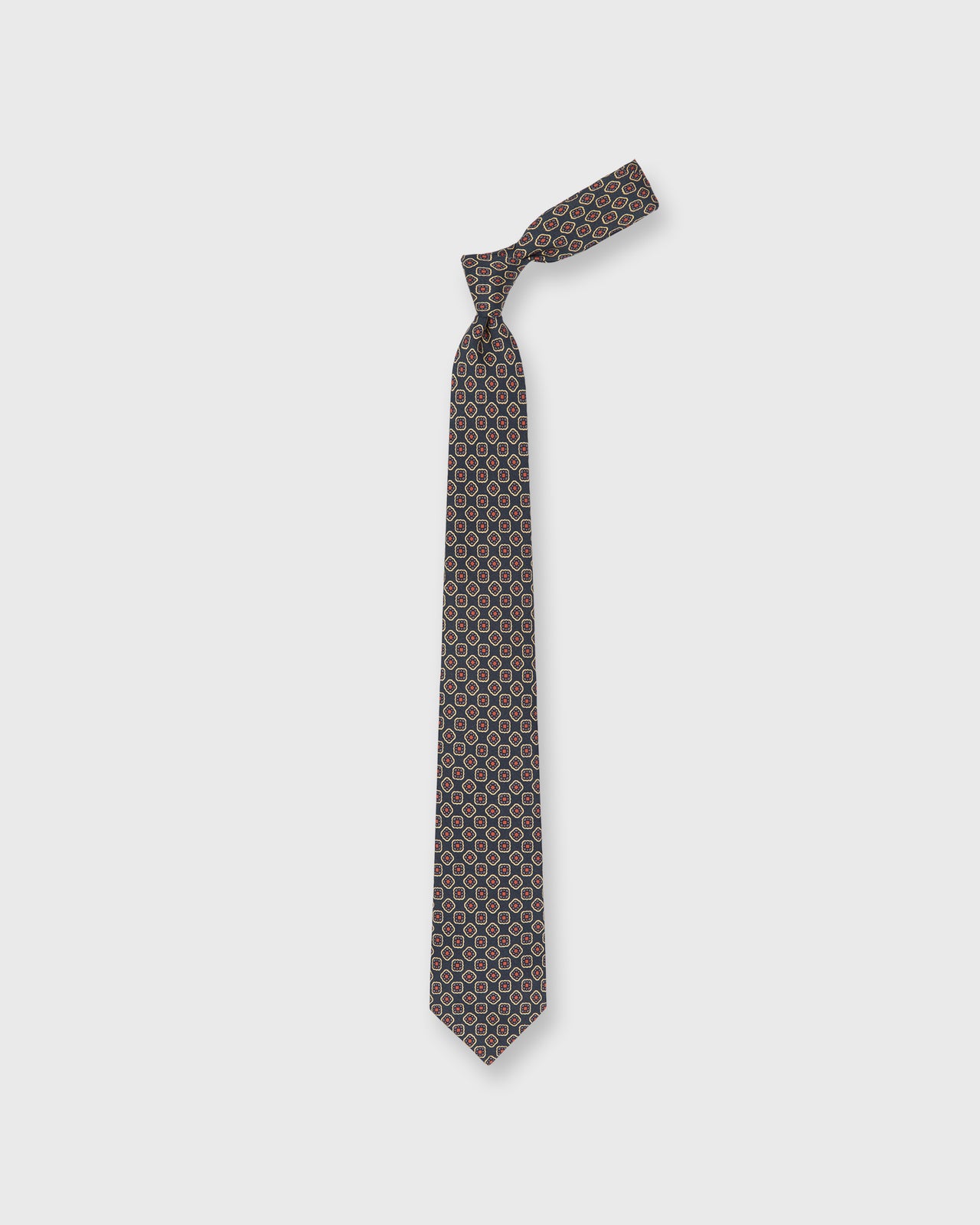 Silk Print Tie in Pacific/Purple/Berry Foulard