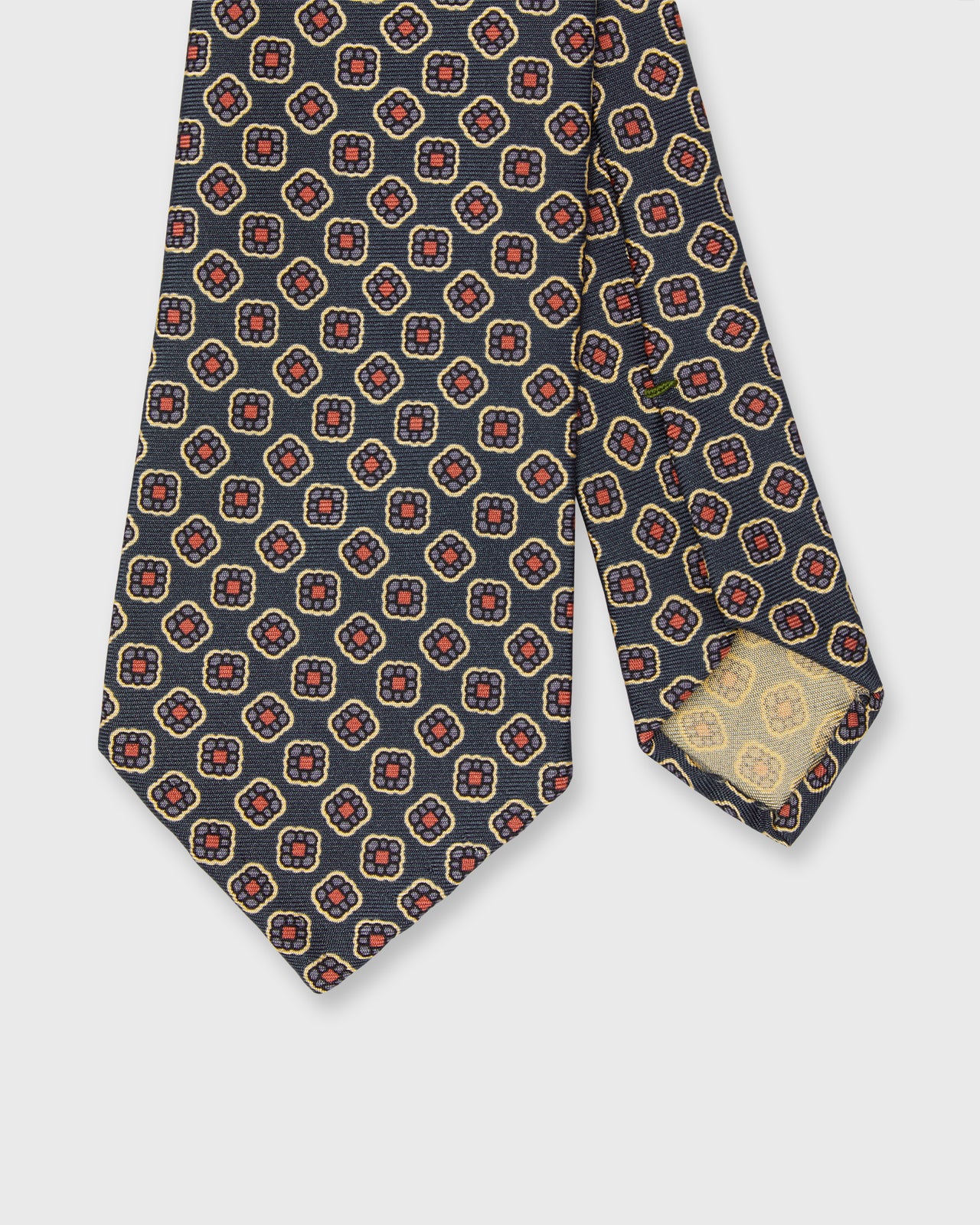 Silk Print Tie in Pacific/Purple/Berry Foulard
