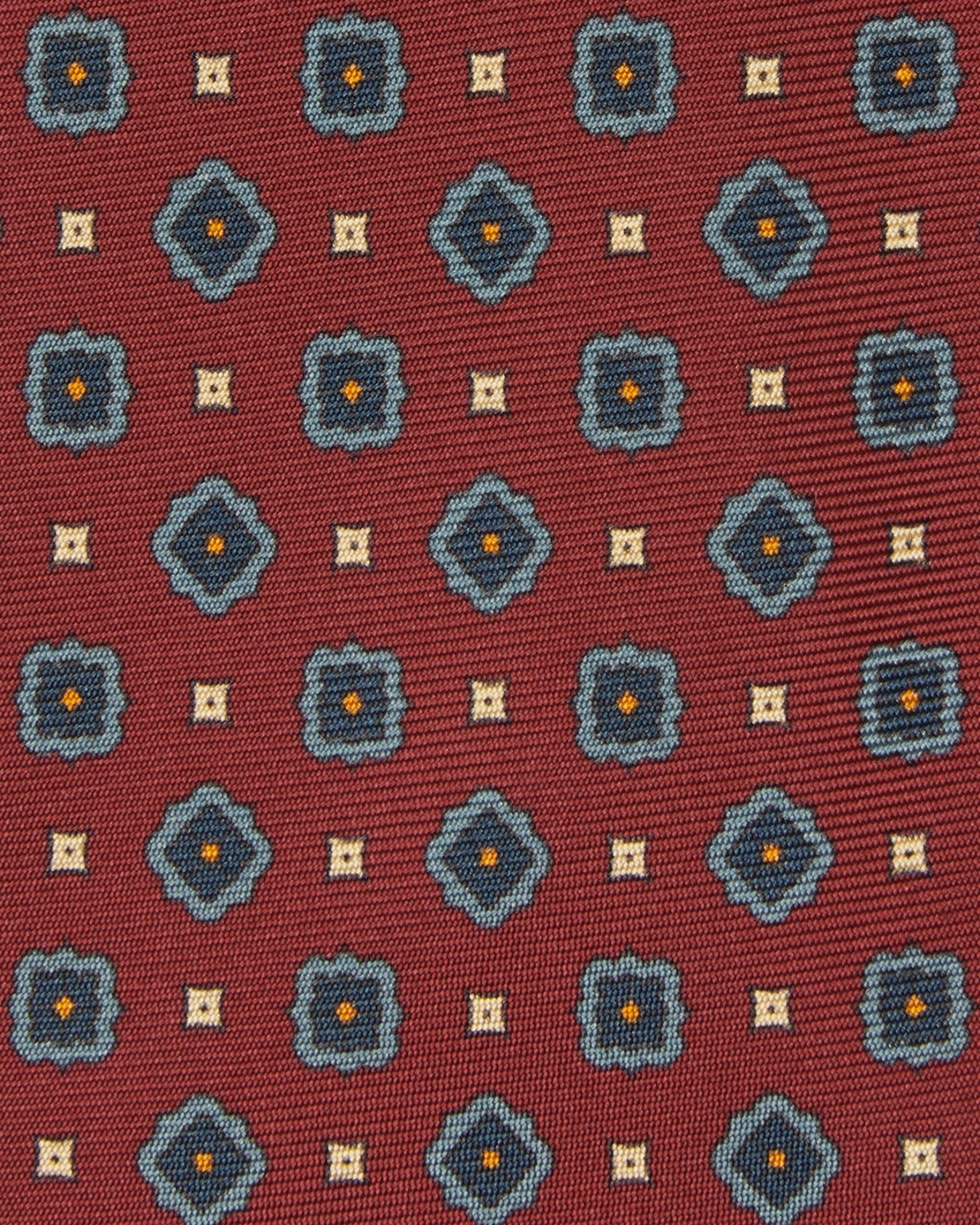 Silk Print Tie in Brick/Slate/Steel Medallion