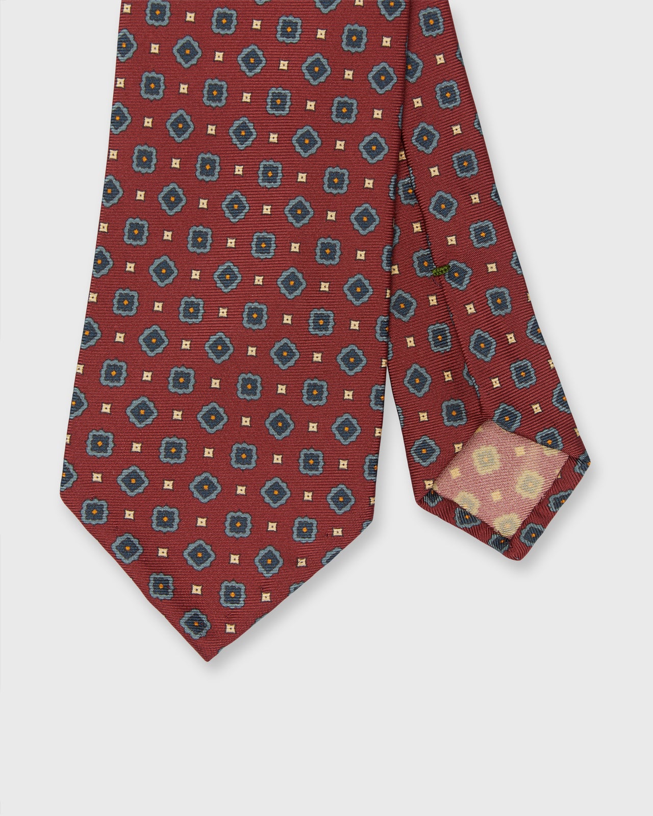 Silk Print Tie in Brick/Slate/Steel Medallion