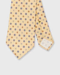 Silk Print Tie in Buttercream/Sky/Tan Flower