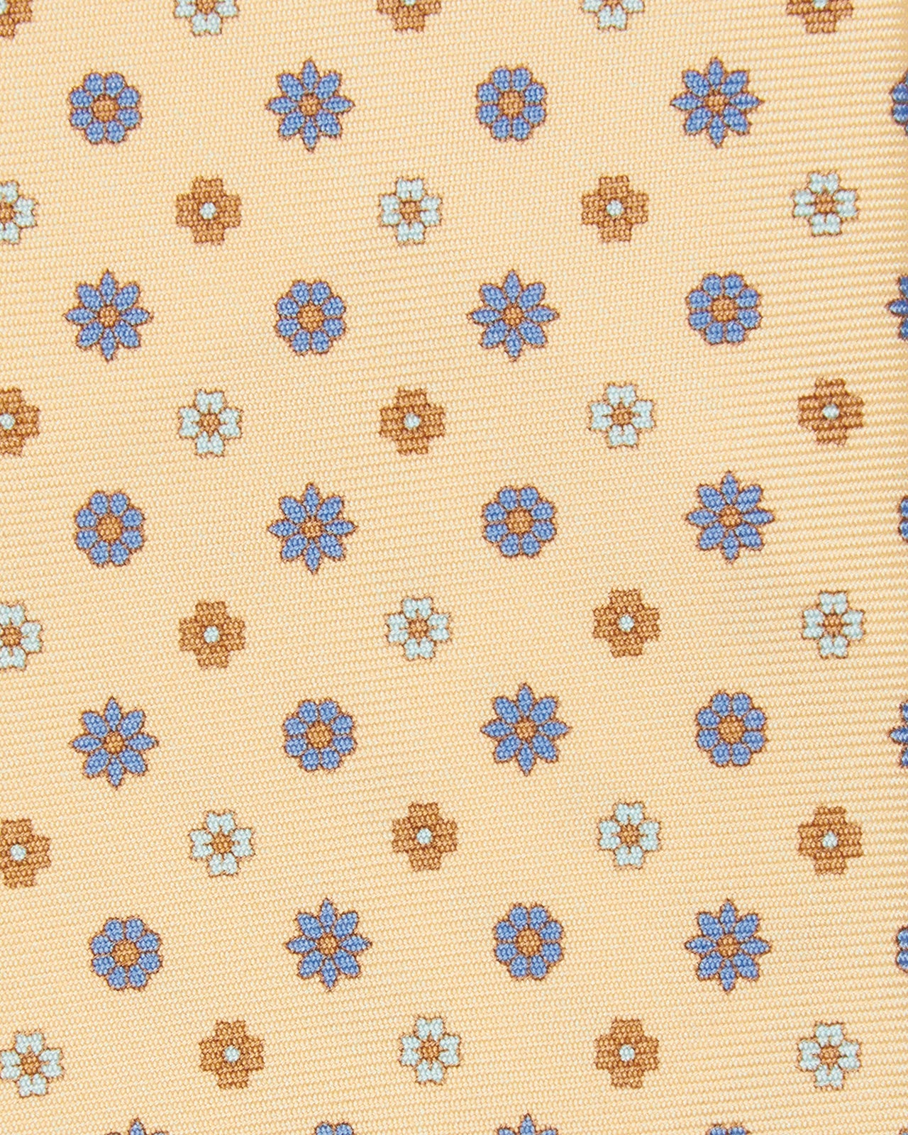 Silk Print Tie in Buttercream/Sky/Tan Flower