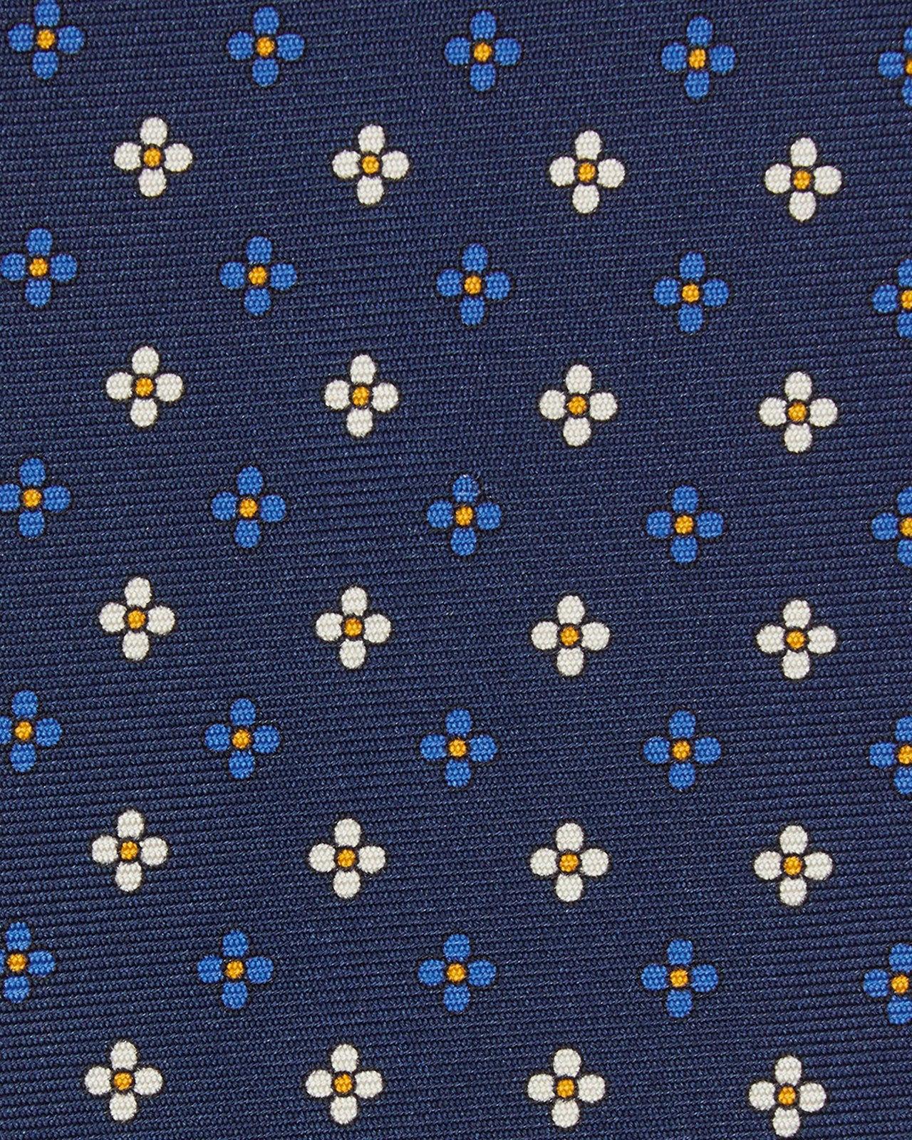 Silk Print Tie in Navy/Royal/Buttercream Flower
