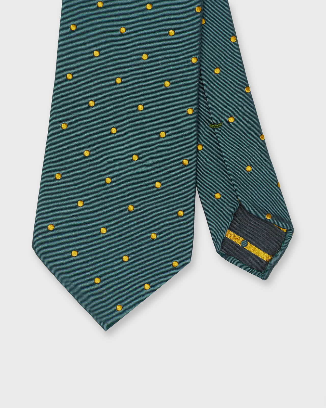Silk Woven Tie in Spruce/Yellow Dot
