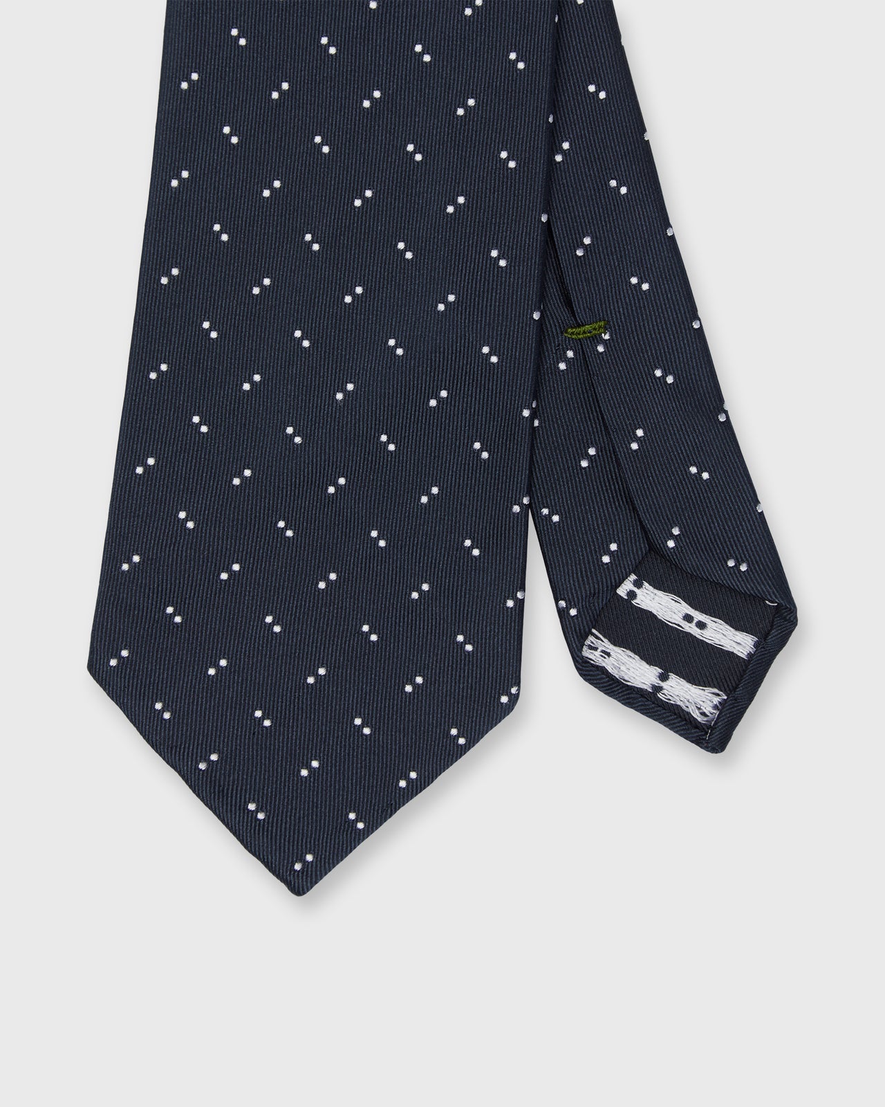 Silk Woven Tie in Navy/Chalk Abstract Dot