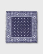 Load image into Gallery viewer, Hand-Rolled Cotolino Pocket Square in Blue/Bone Paisley Bandana
