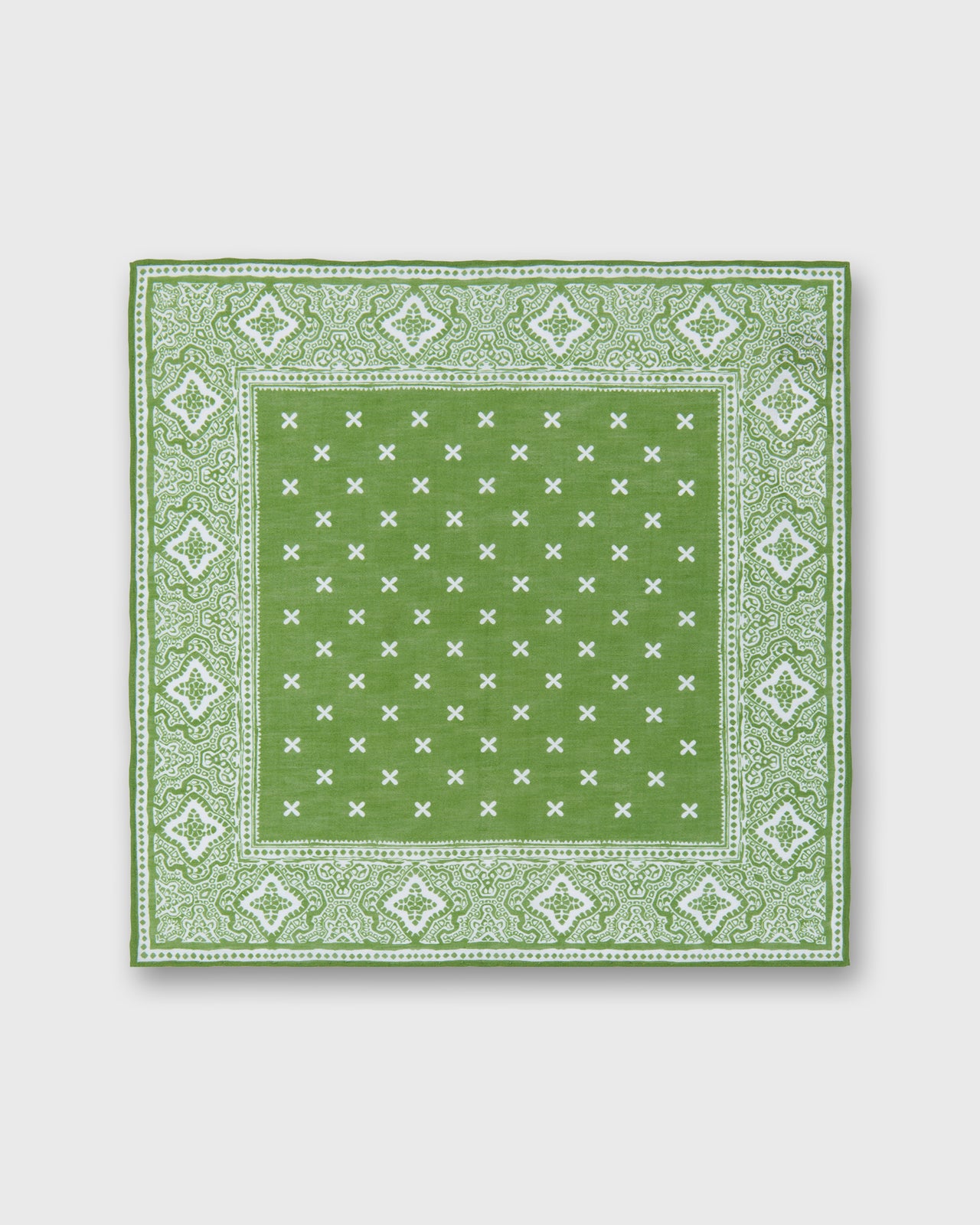 Hand-Rolled Cotolino Pocket Square in Spring/Bone Paisley Bandana Print