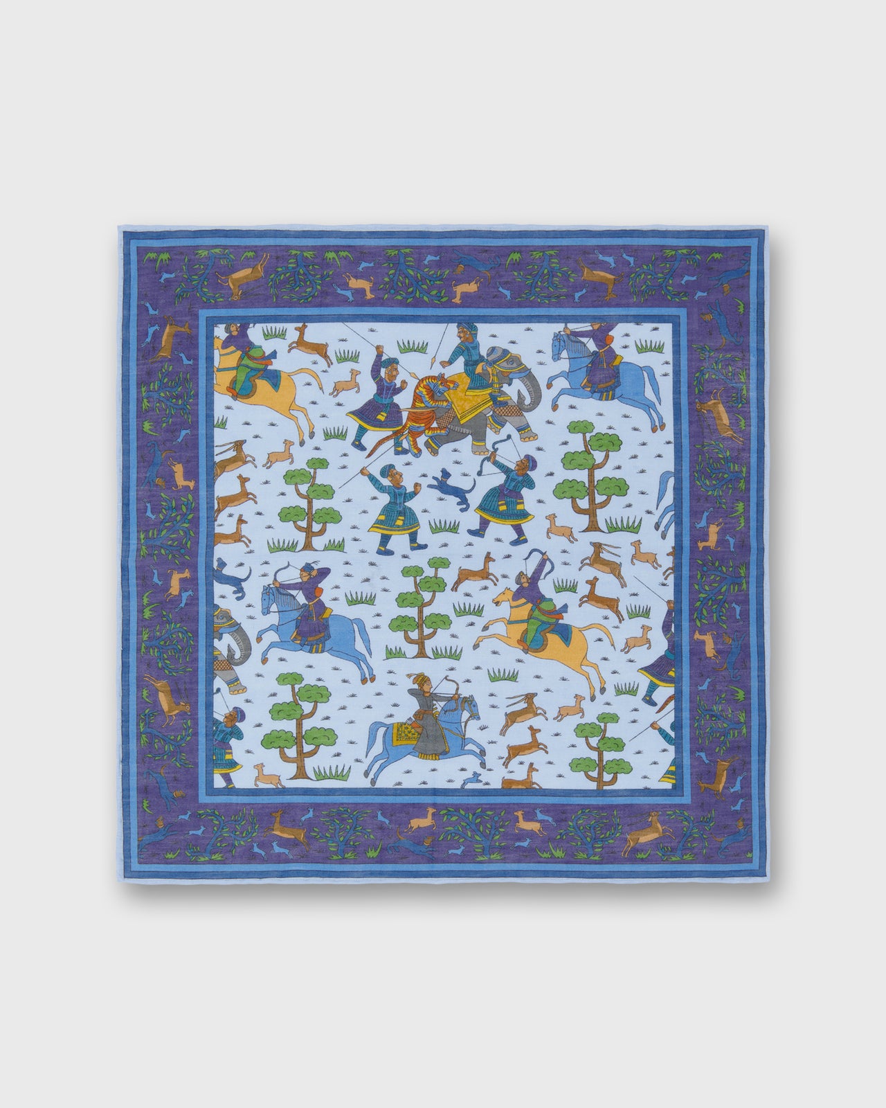 Hand-Rolled Linen/Cotton Pocket Square in Sky Archer Scene