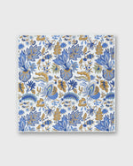 Load image into Gallery viewer, Hand-Rolled Linen/Cotton Pocket Square in Chalk/Navy Botanical
