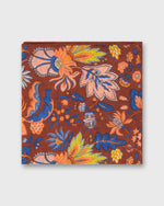 Load image into Gallery viewer, Hand-Rolled Cotolino Pocket Square in Brick/Lovat Botanical
