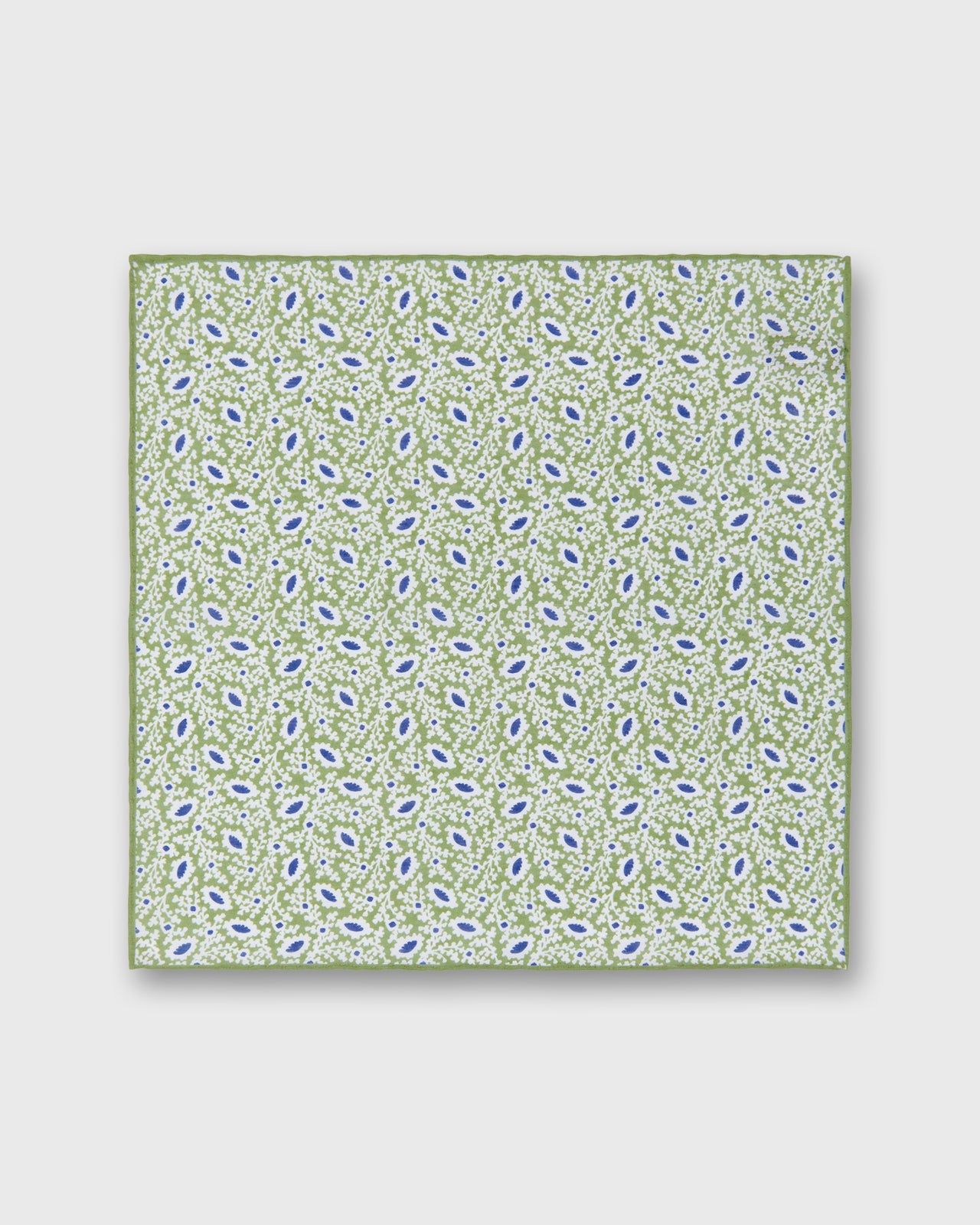 Hand-Rolled Linen/Cotton Pocket Square in Spring/Chalk/Navy Floral