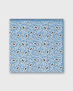 Load image into Gallery viewer, Hand-Rolled Cotolino Pocket Square in Sky/Chalk/Brown Floral
