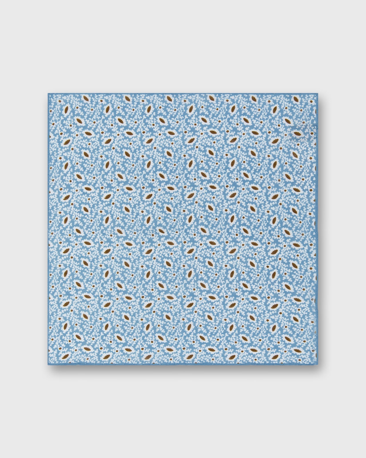 Hand-Rolled Cotolino Pocket Square in Sky/Chalk/Brown Floral