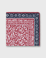 Load image into Gallery viewer, Hand-Rolled Cotolino Pocket Square in Red/Navy Abstract
