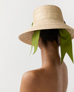 Load image into Gallery viewer, The Clematis Hat in Olive Wide &amp; Short Ribbon
