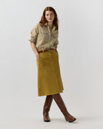 Load image into Gallery viewer, Western Shirt in Gold Feather Meadow Liberty Fabric
