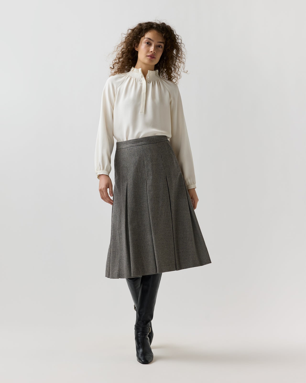 Wendy Blouse in Ivory Silk Crepe De Chine