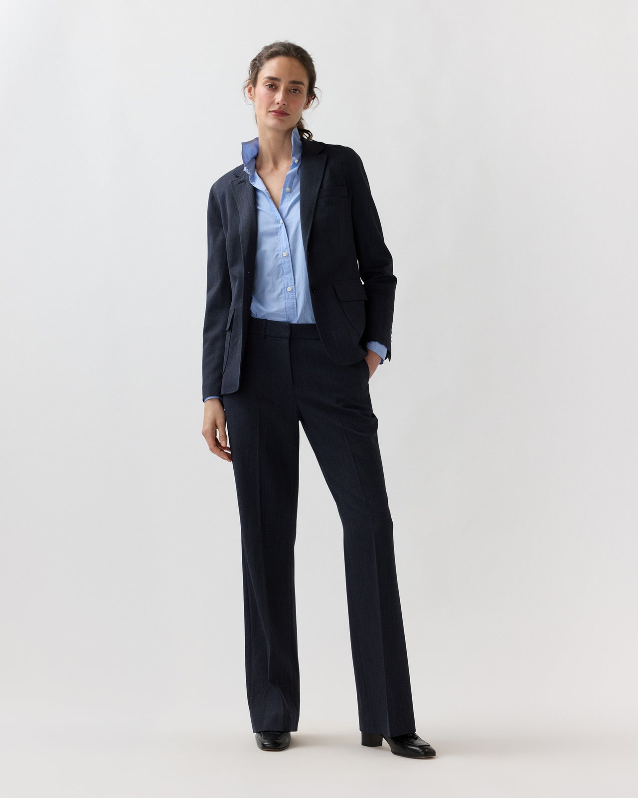 Lane Pant in Heather Navy Cavalry Twill