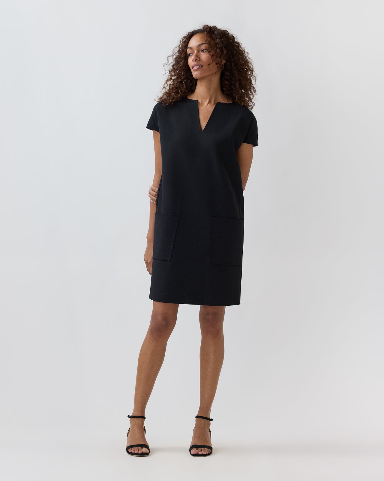 Oona Dress in Black Bi-Stretch Double Face