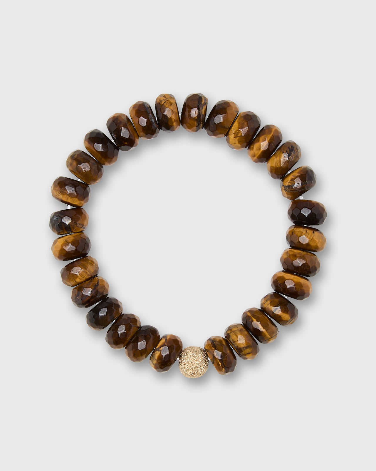 Semi Precious Beaded Bracelet in Tiger Eye Faceted Monochrome