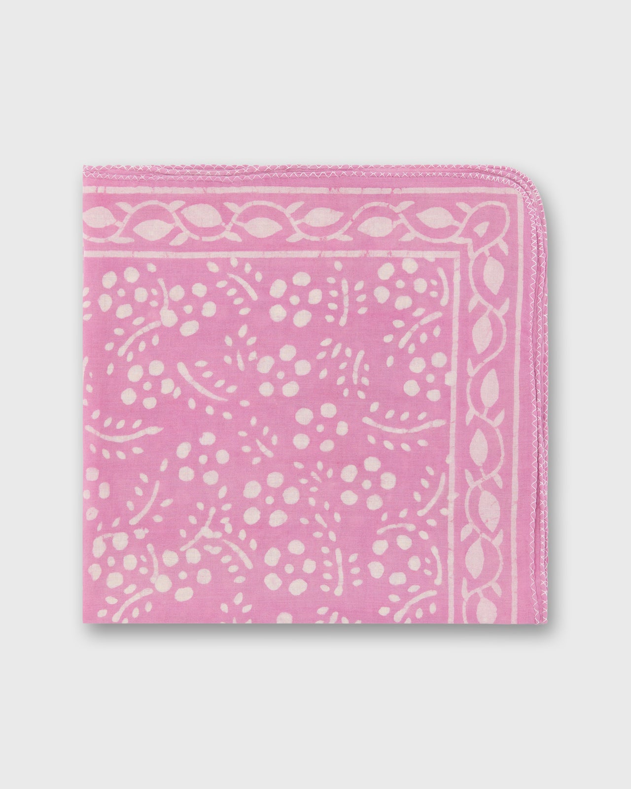 Printed Indian Bandana in Pink/Bone