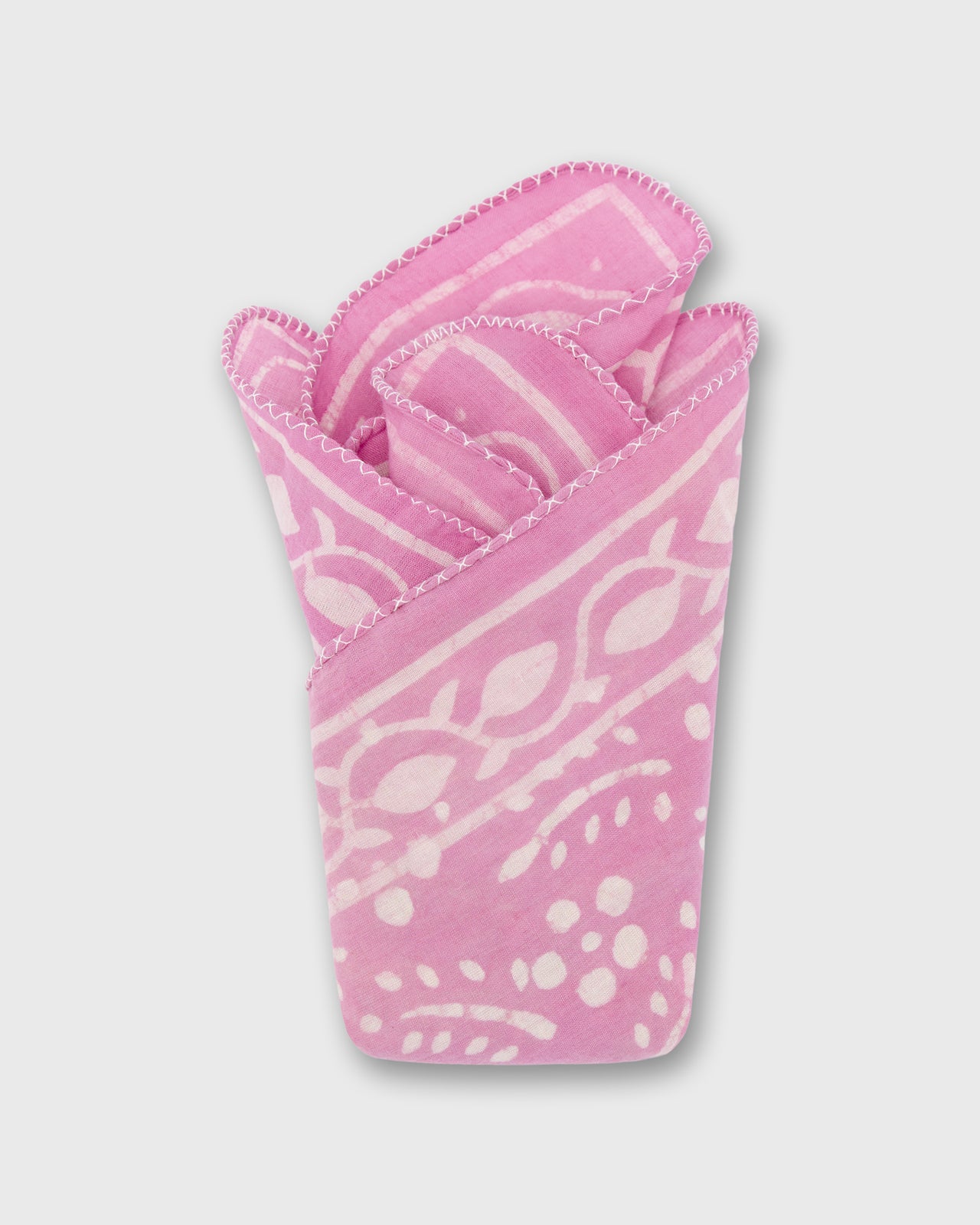 Printed Indian Bandana in Pink/Bone