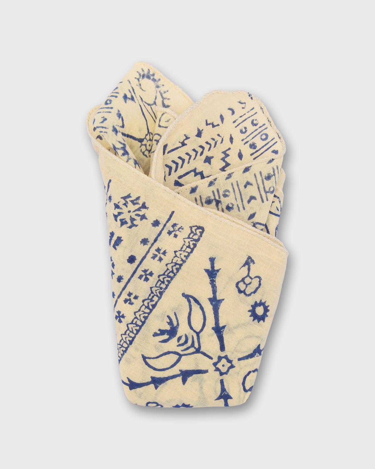 Printed Indian Bandana in Natural/Bone