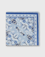Load image into Gallery viewer, Hand-Rolled Silk/Cotton Pocket Square in Sky/Harbour/Chalk Floral
