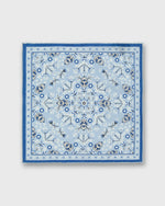 Load image into Gallery viewer, Hand-Rolled Silk/Cotton Pocket Square in Sky/Harbour/Chalk Floral
