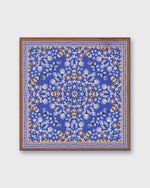 Load image into Gallery viewer, Hand-Rolled Silk/Cotton Pocket Square in Blue/Umber/Chalk Floral
