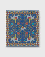 Load image into Gallery viewer, Hand-Rolled Cotton Pocket Square in Blue/Red Elephant
