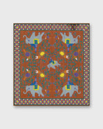 Load image into Gallery viewer, Hand-Rolled Cotton Pocket Square in Orange/Blue Elephant
